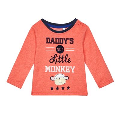 Baby boys' red 'Daddy's No.1 Little Monkey' slogan print top